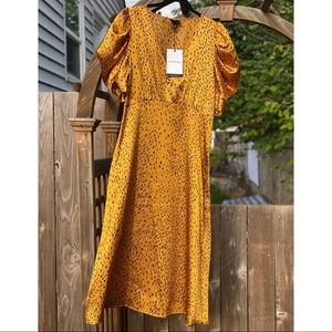Gold Mustard Animal Print Midi dress